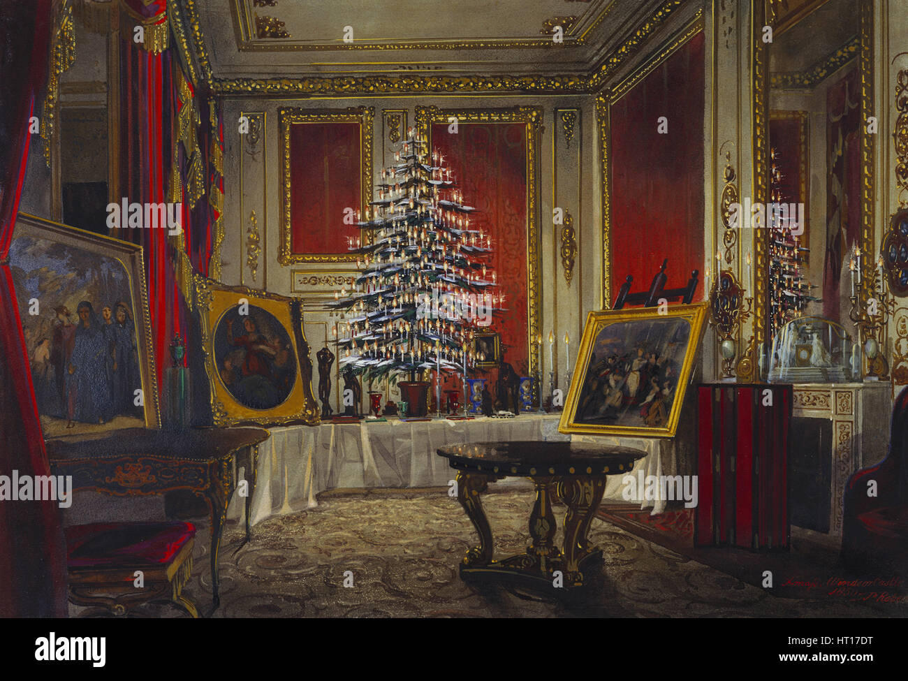 Queen Victoria's Christmas Tree, 1850. Artist: Roberts, James (1824-1867) Stock Photo