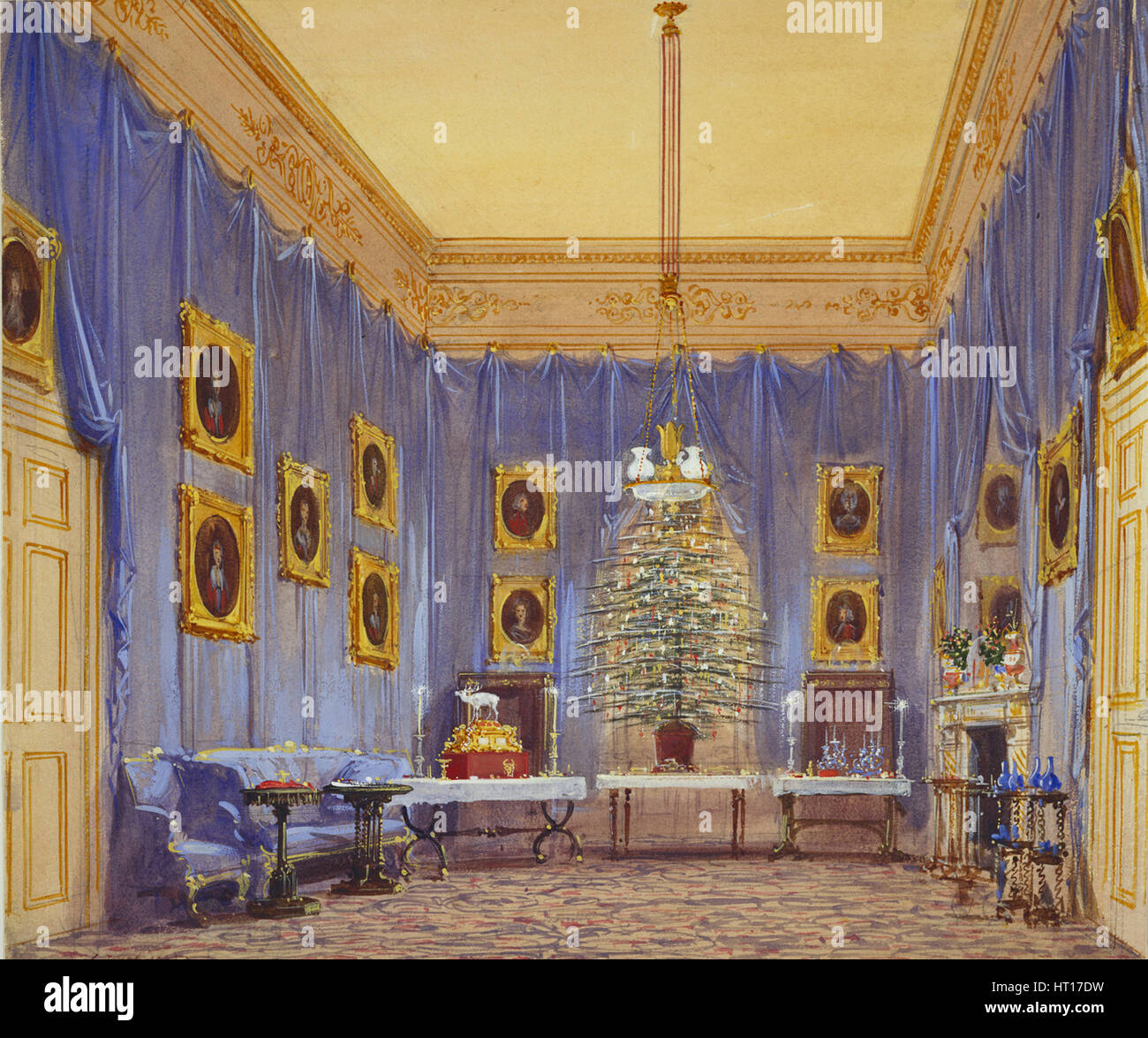 Queen Victoria's Christmas Tree, Windsor Castle, 1845. Artist Nash