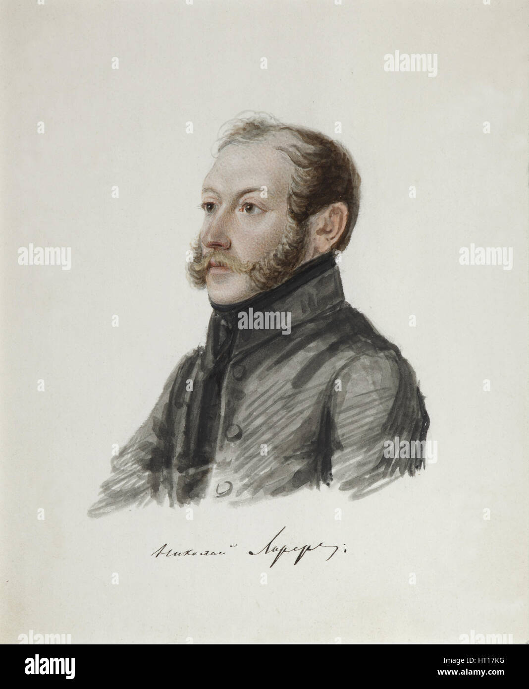 Portrait of Decembrist Nikolai Lorer (1794-1873), 1832-1833. Artist: Bestuzhev, Nikolai Alexandrovich (1791-1855) Stock Photo