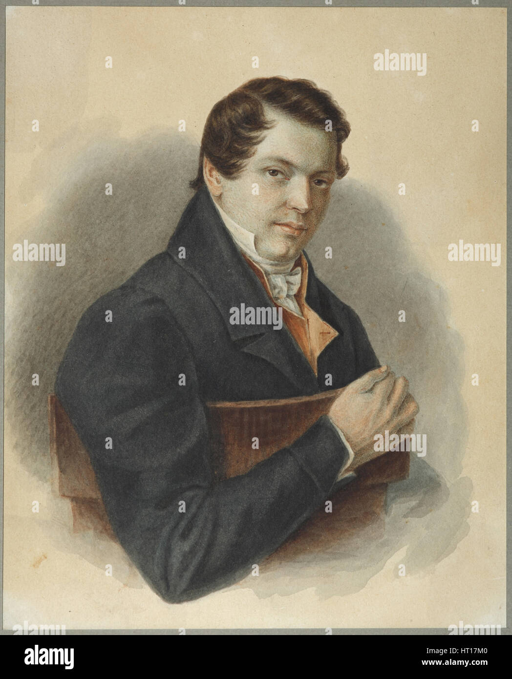 Portrait of Decembrist Mikhail Naryshkin (1798-1863), 1832. Artist: Bestuzhev, Nikolai Alexandrovich (1791-1855) Stock Photo