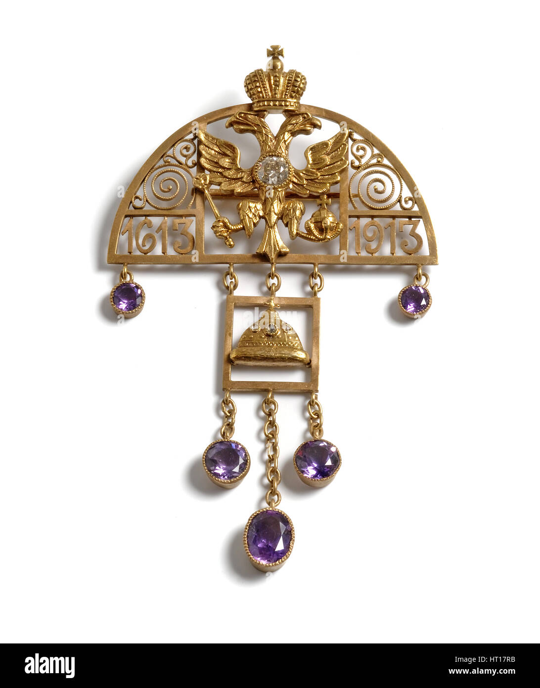 Pendant to the 300th Anniversary of the Romanov Dynasty, 1913. Artist: Holmström, Albert, (Fabergé manufacture) (1876-1925) Stock Photo