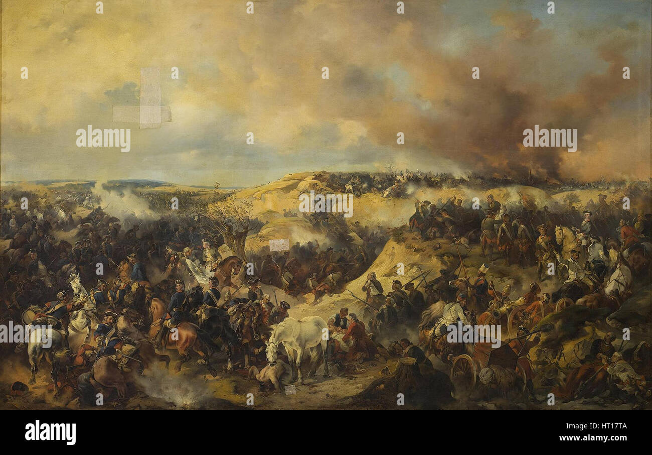 The Battle of Kunersdorf on August 12, 1759, 1848. Artist: Kotzebue, Alexander von (1815-1889) Stock Photo