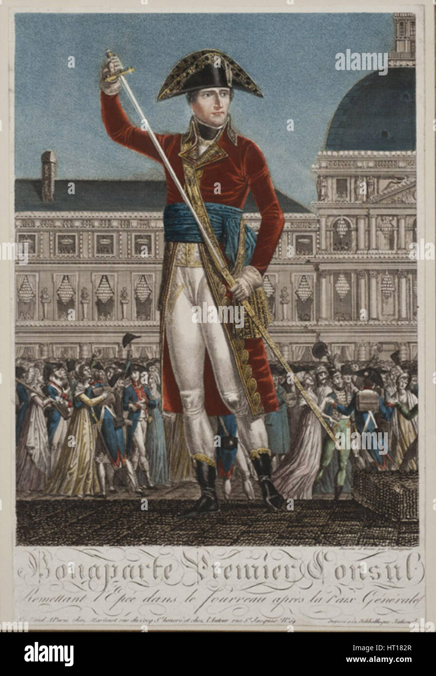 Napoleon Bonaparte as First Consul. Artist: Chataignier, Alexis (1772-1817) Stock Photo