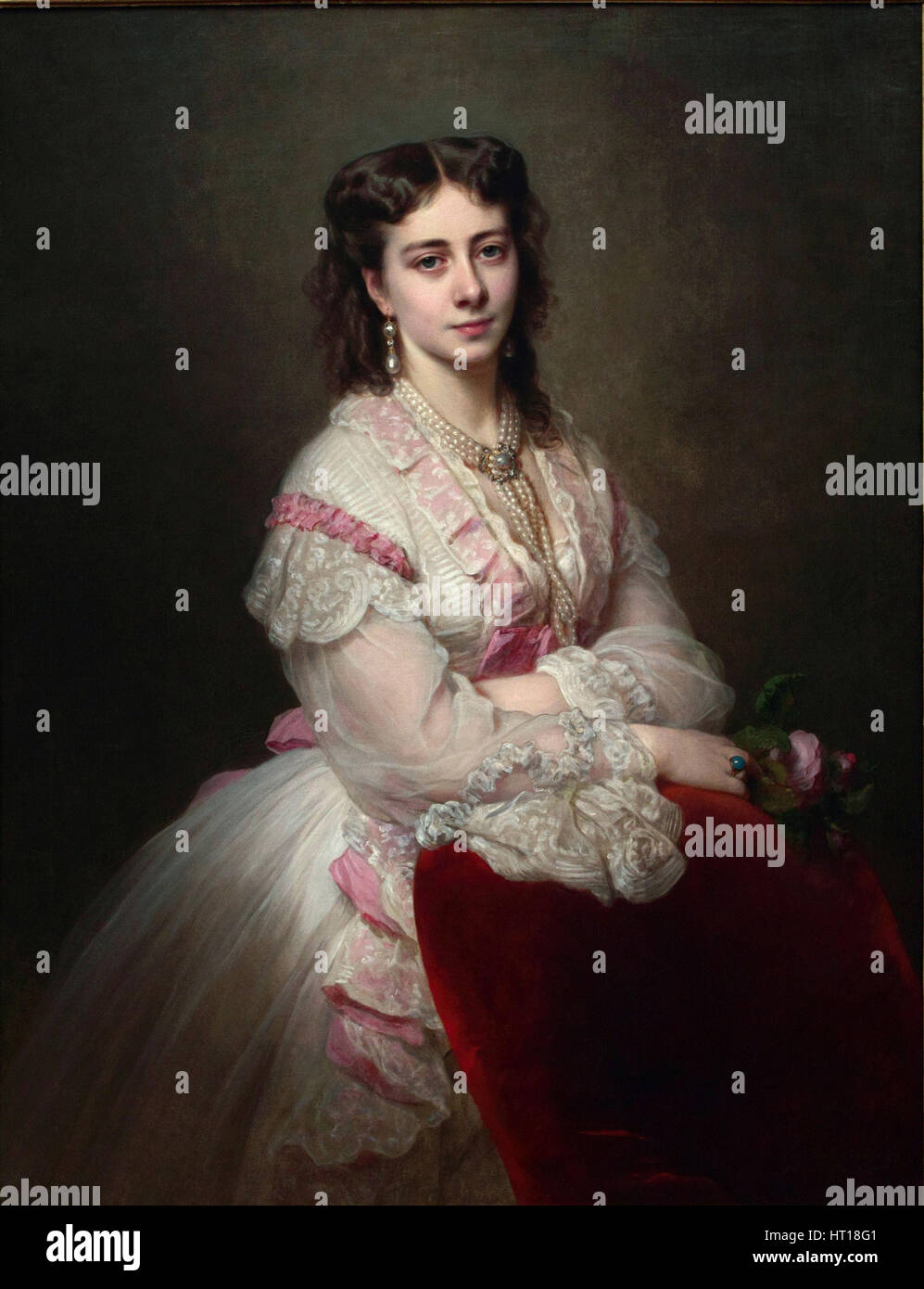 Portrait of Countess Maria Branicka (1843-1918), geb. Princess Sapieha, 1865. Artist: Winterhalter, Franz Xavier (1805-1873) Stock Photo