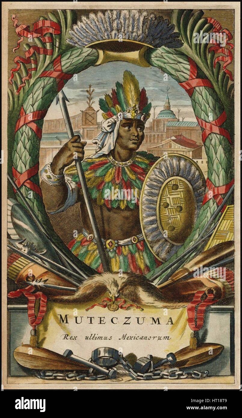 Muteczuma Rex ultimis Mexicanorum, 1671. Artist: Ogilby, John (1600-1676) Stock Photo