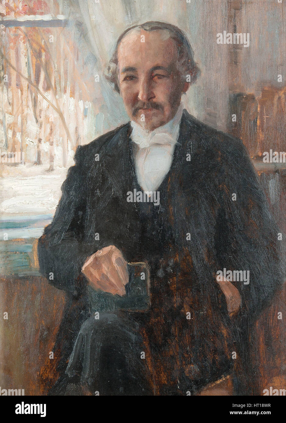 Portrait of the poet Zacharias Topelius (1818-1898). Artist: Edelfelt, Albert Gustaf Aristides (1854-1905) Stock Photo