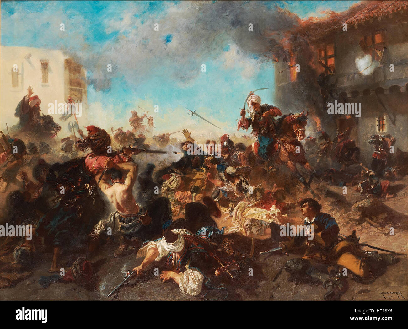 The Skirmish at Bender (Kalabaliken i Bender), 1877. Artist: Armand-Dumaresq, Charles Édouard (1826-1895) Stock Photo