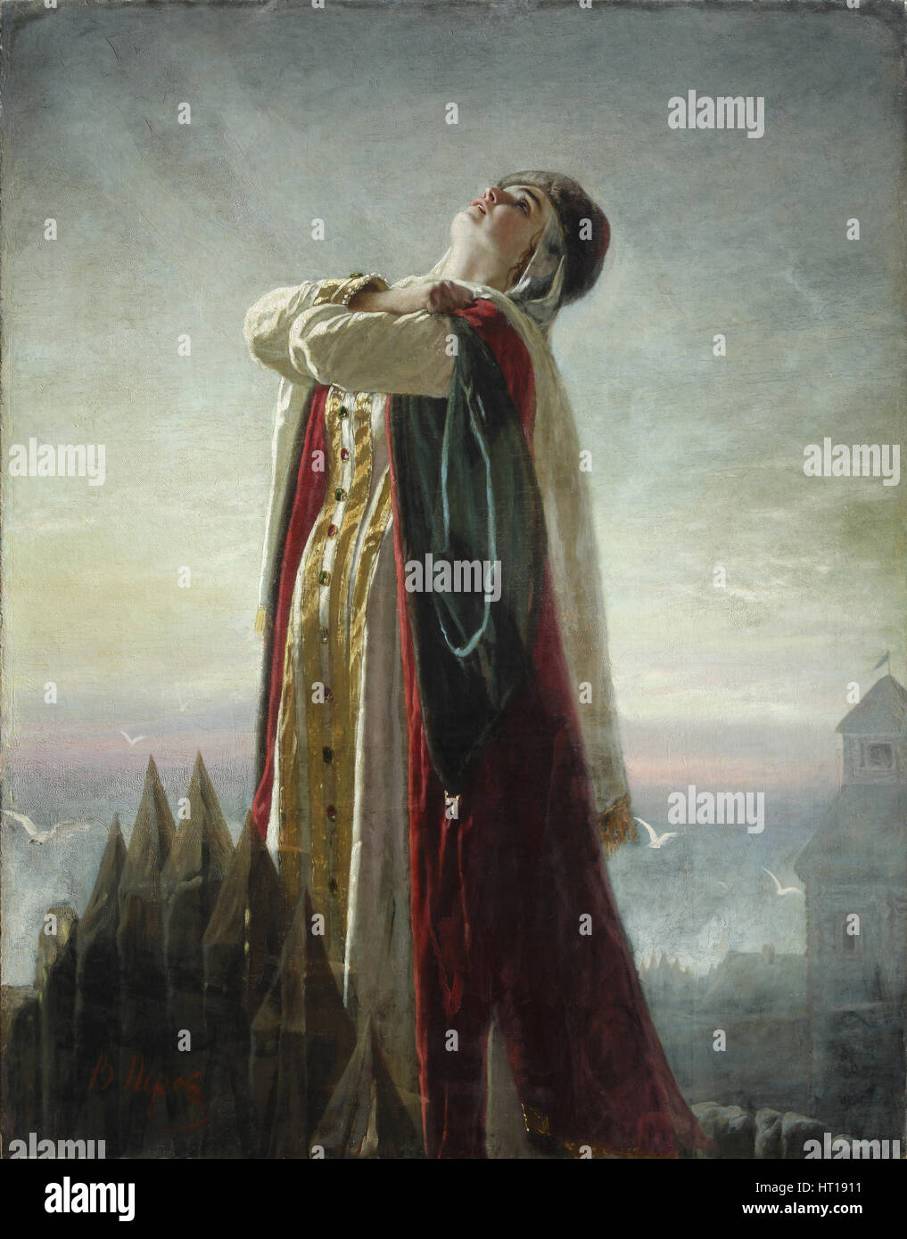 Yaroslavna's Lament, 1880. Artist: Perov, Vasili Grigoryevich (1834-1882) Stock Photo