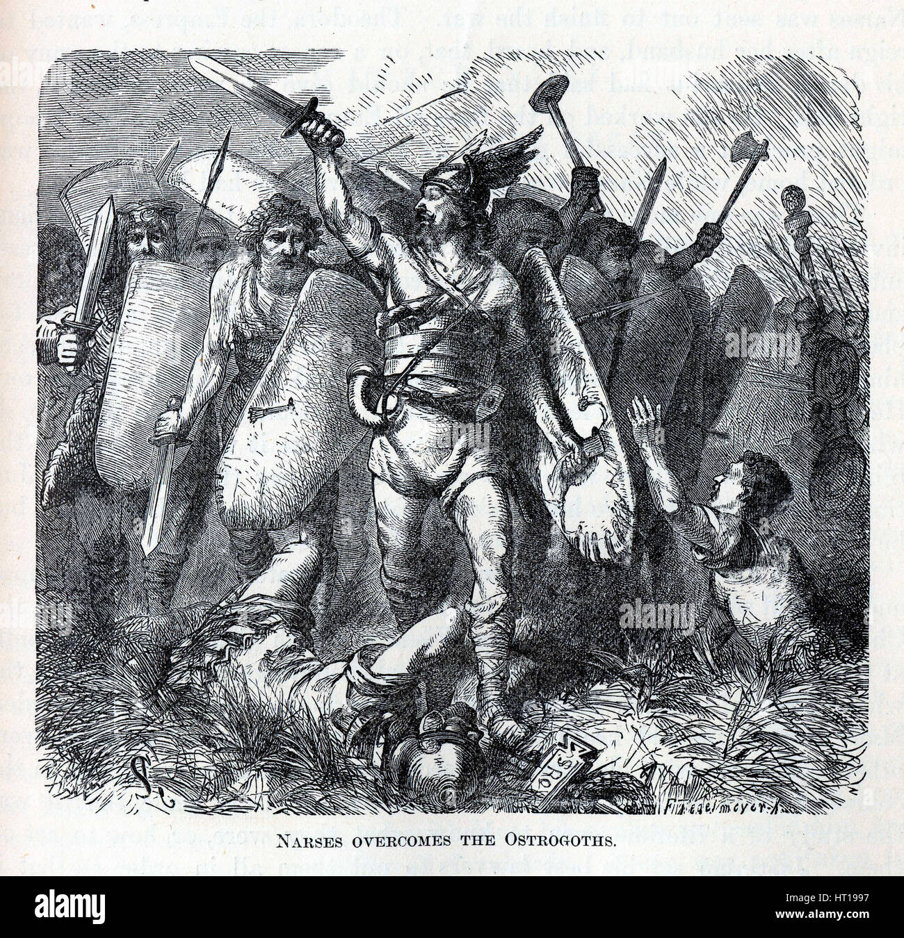 Narses Overcomes the Ostrogoths, 1882. Artist: Tegetmeyer, August Heinrich Ferdinand (1844-1912) Stock Photo