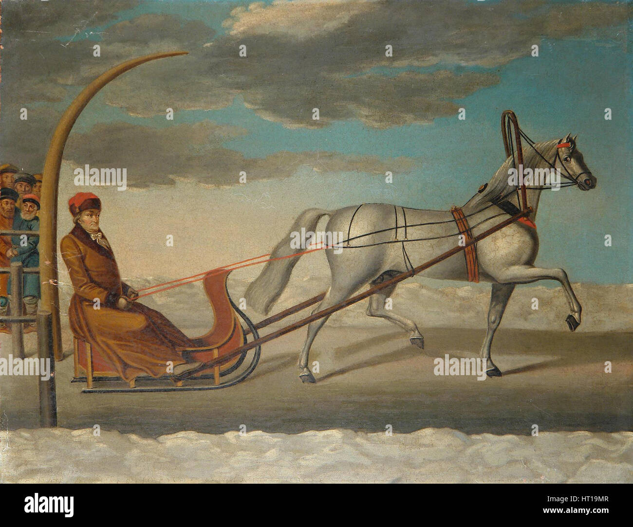 Count Alexey Grigoryevich Orlov of Chesma on a horse drawn sledge, 1778. Artist: Anonymous Stock Photo