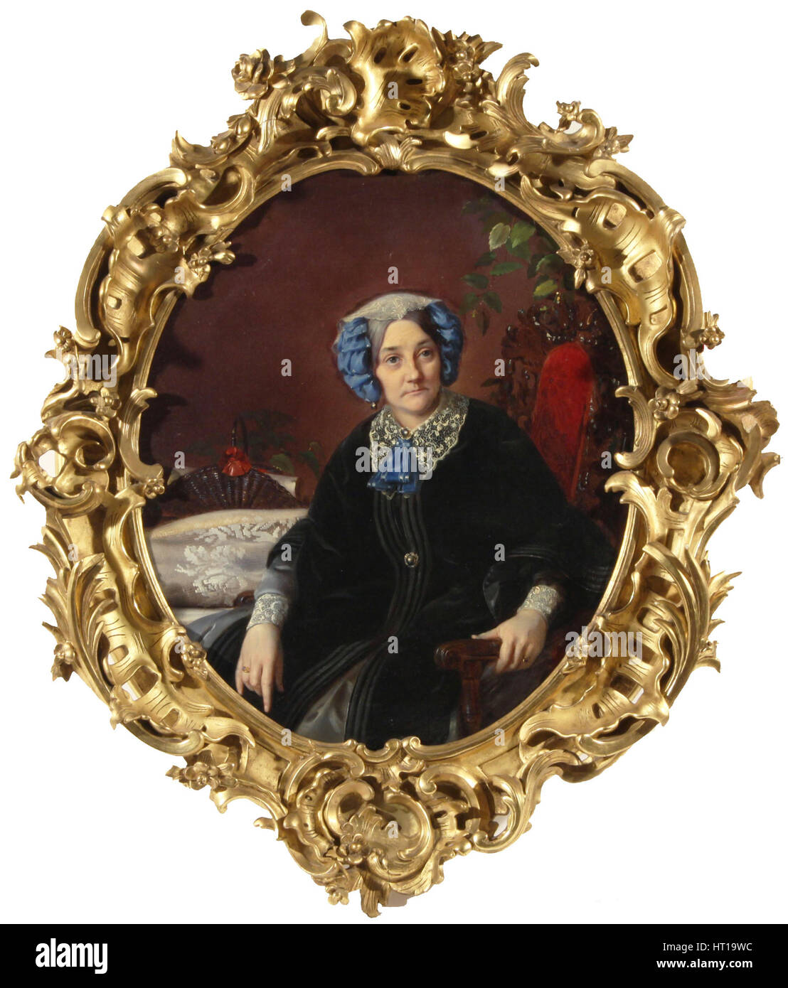 Portrait of Princess Isabella Adamovna Gagarina (1800-1886), nee Countess Walewska, 1850s. Artist: Zaryanko, Sergei Konstantinovich (1818-1870) Stock Photo