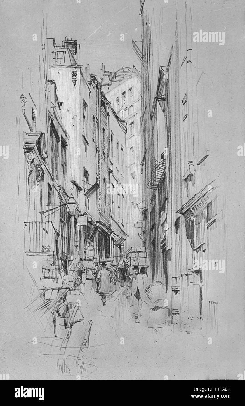 'Love Lane, showing the entrance to Wren's house on the left', c1902, (1903). Artist: Hedley Fitton. Stock Photo