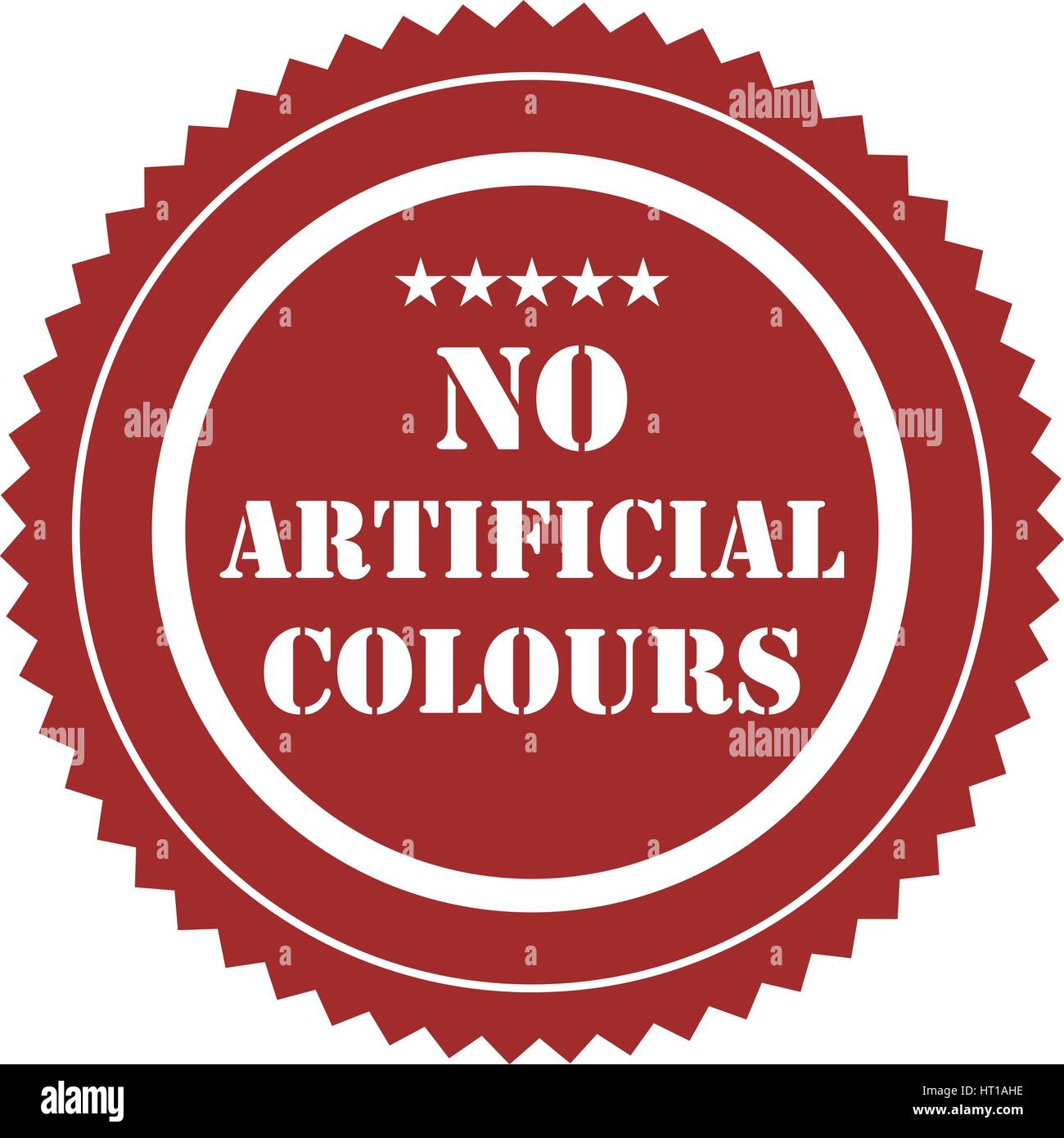 No artificial colours sign or logo. British English. No artificial colours and dyes label or symbol. Artificial colours free stamp, tag, sticker, icon Stock Vector