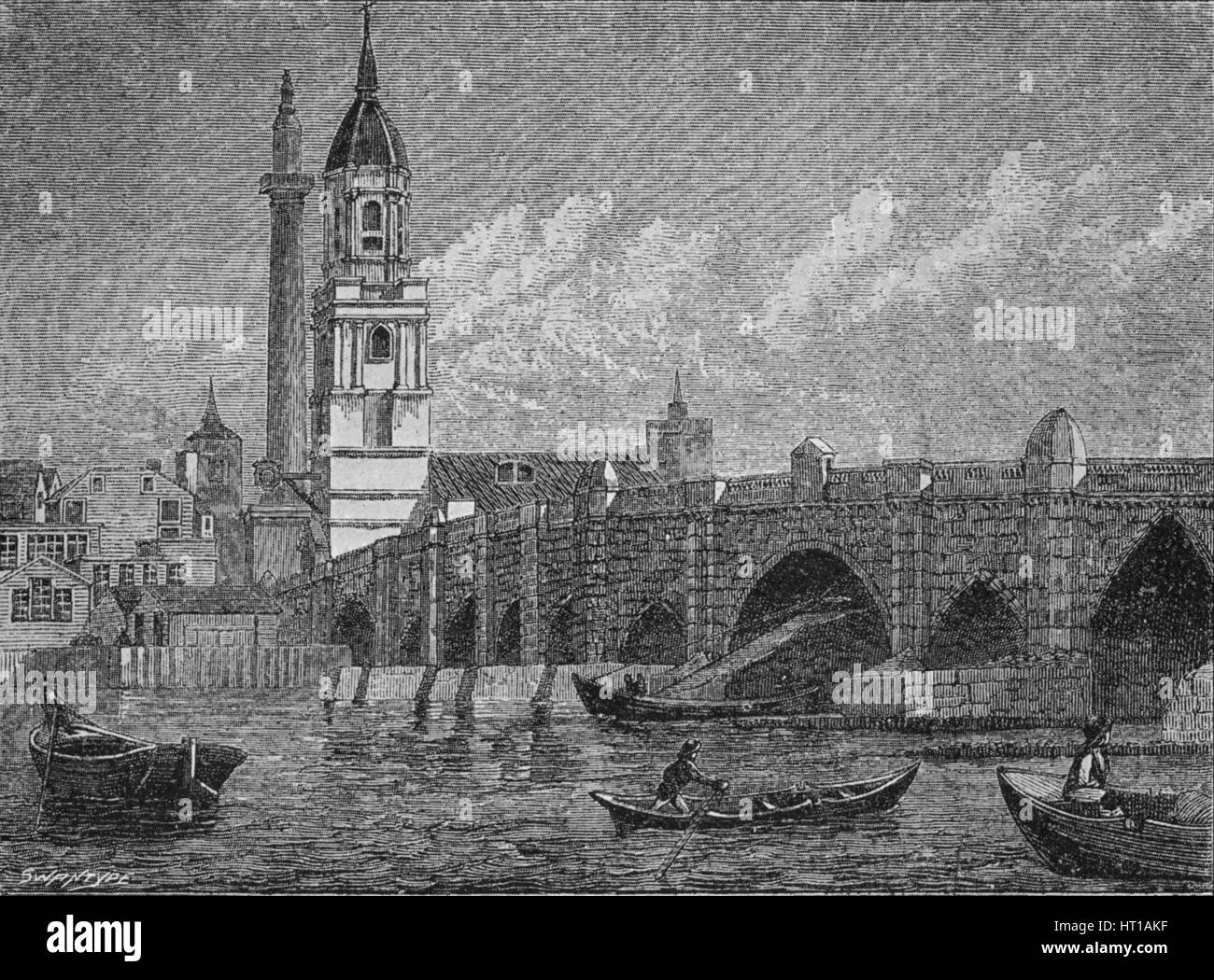 'London Bridge', 1796, (1903). Artist: John Walker. Stock Photo