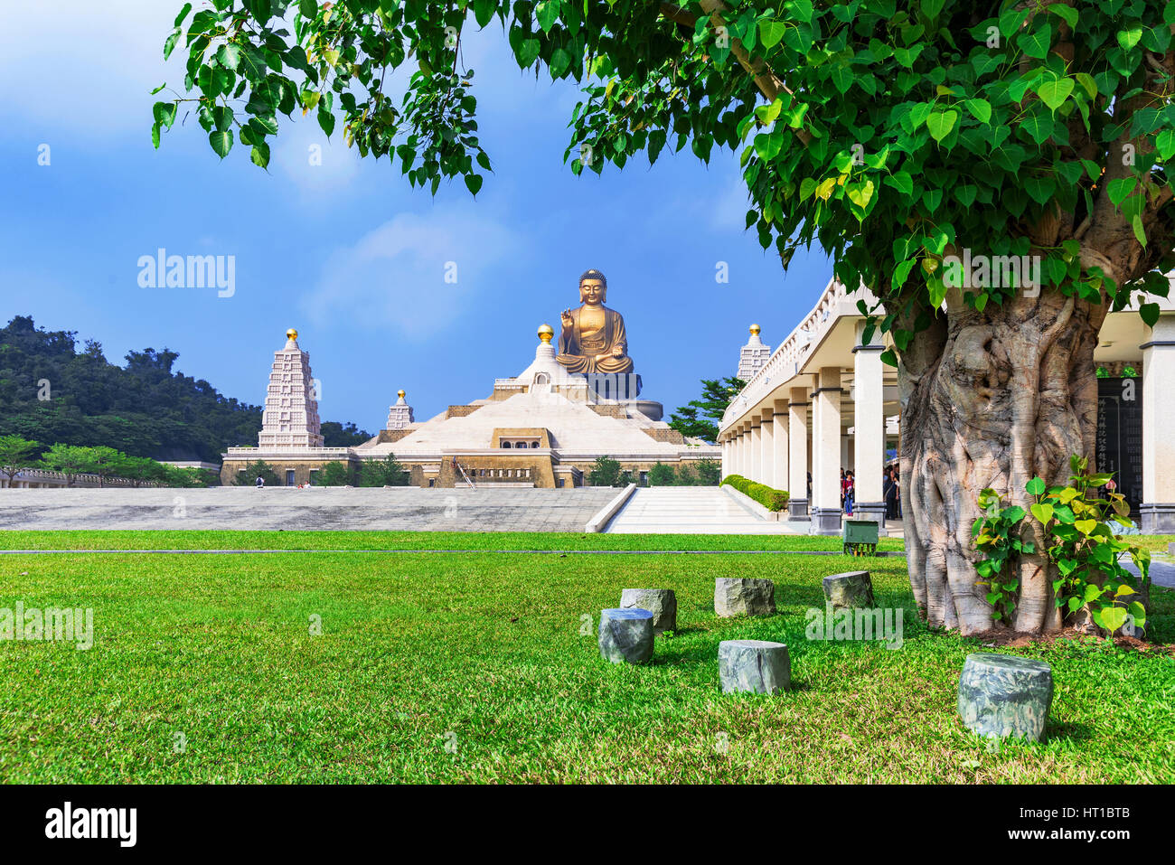 Landscape of Fo Guang Shan with large buddha in the distance Stock Photo