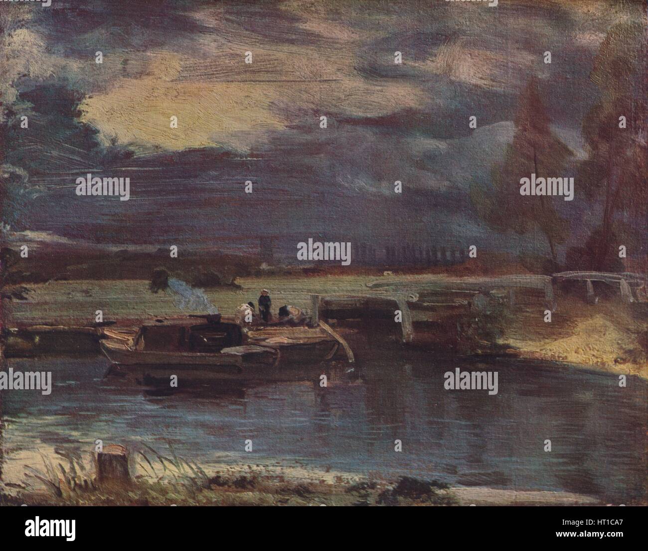 'Barges on the Stour, with Dedham Church in the distance', c1811. Artist: John Constable. Stock Photo