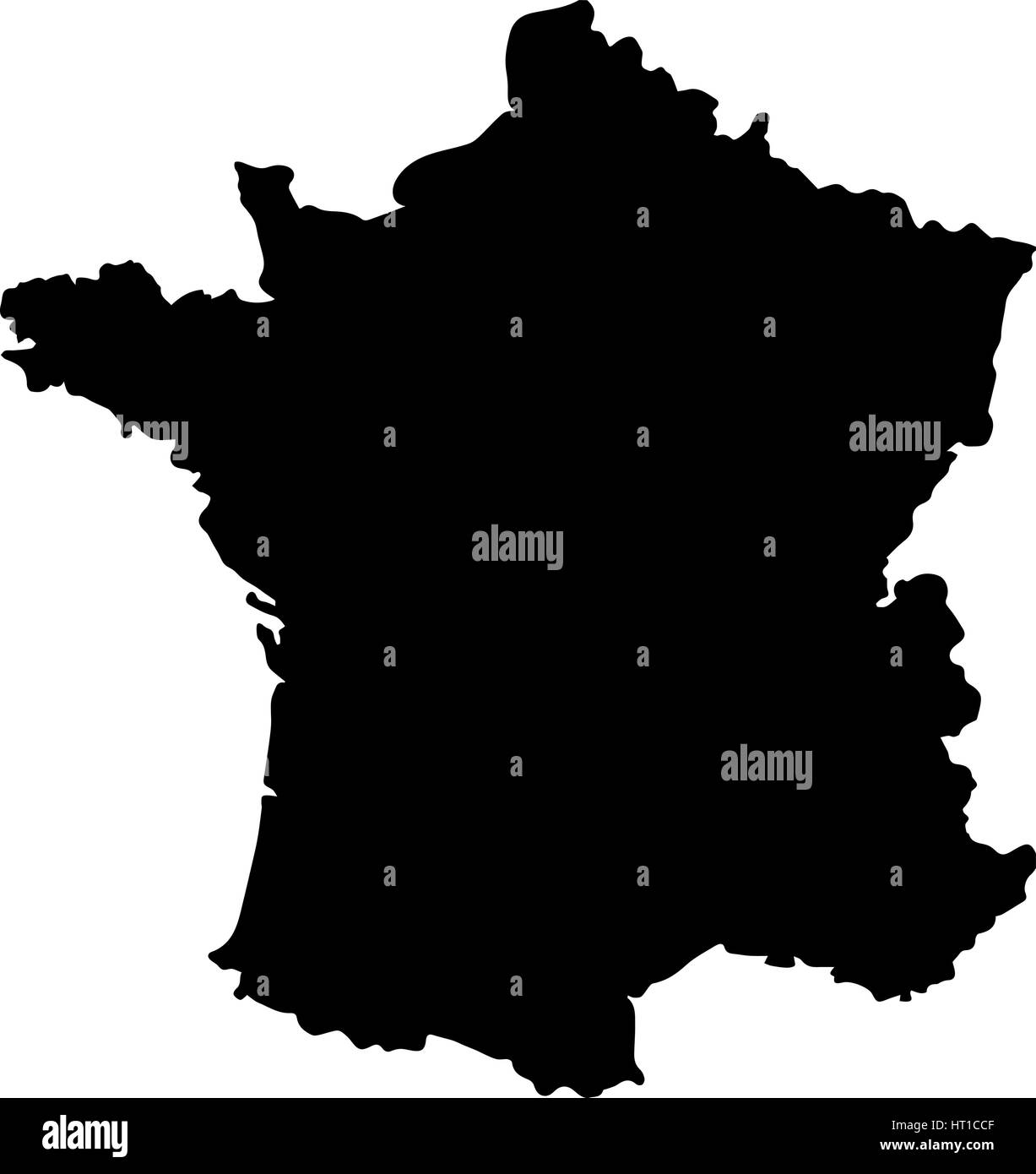 Black clip art map of France on white background Stock Vector