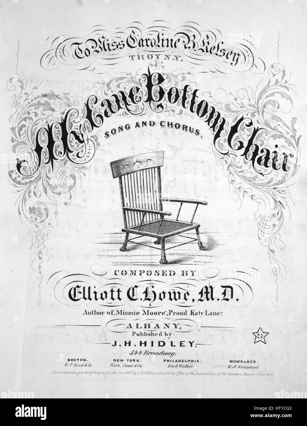 Sheet music cover image of the song 'My Cane Bottom Chair Song and Chorus', with original