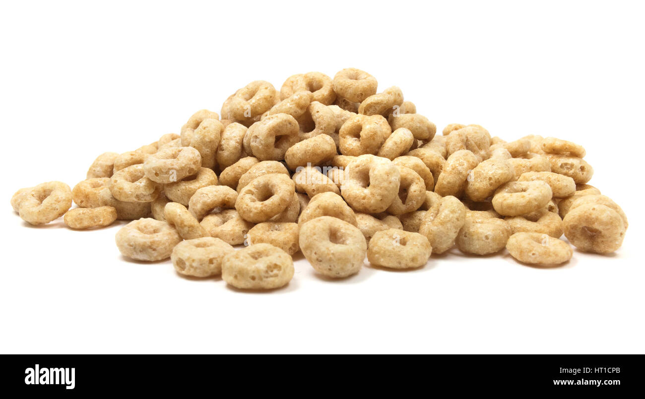 Isolated whole grain cheerios on a white background Stock Photo Alamy