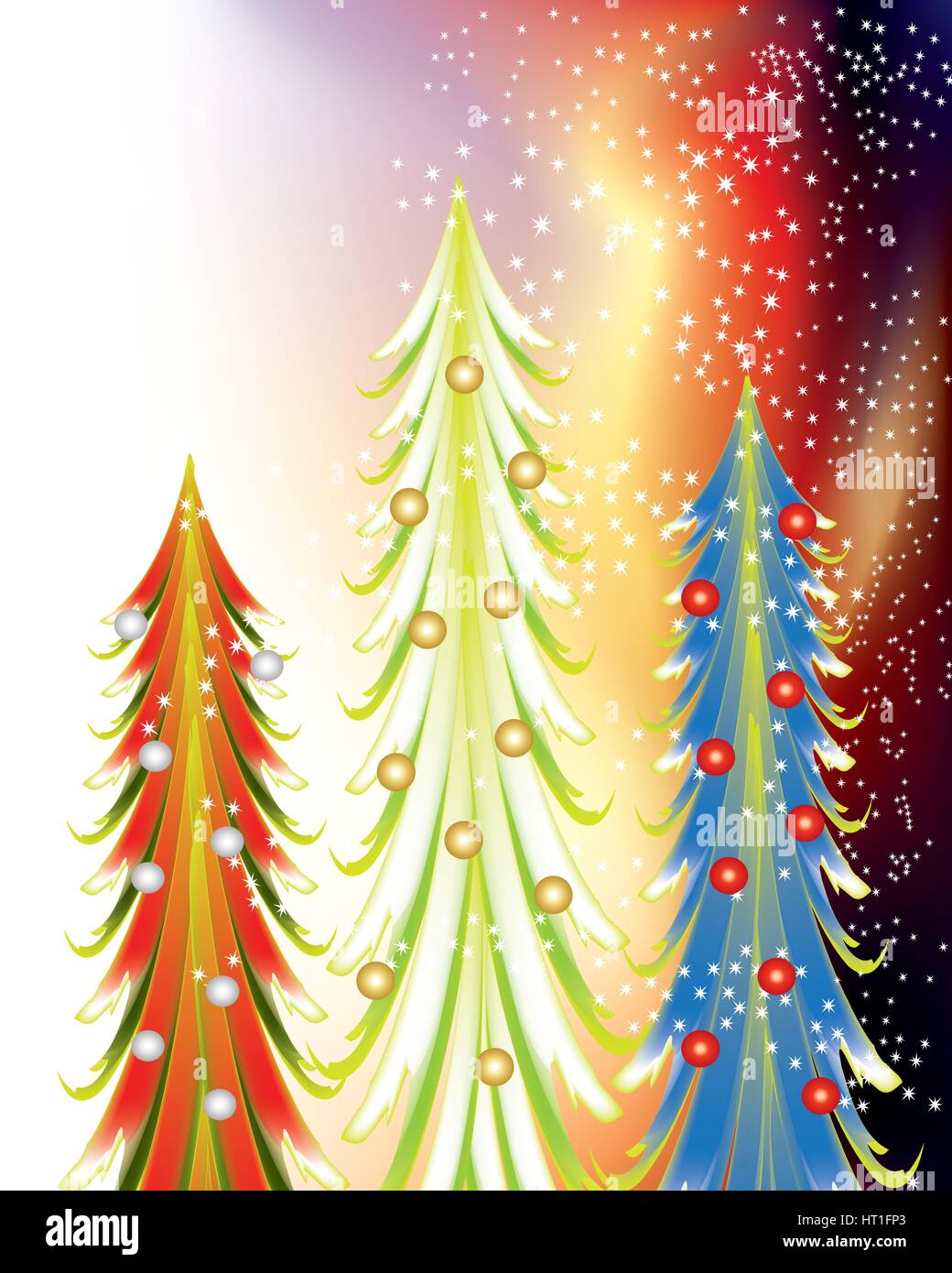 Colourful abstract Christmas trees with a stars Stock Vector Image ...