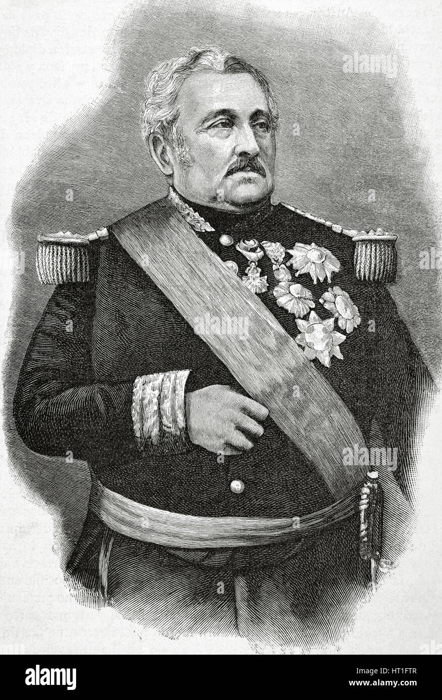Jean-Baptiste Philibert Vaillant, 1st Comte Vaillant (1790-1872). French marshal. Portrait. Engraving by R. Henkel. 'Historia Universal', 1885. Stock Photo