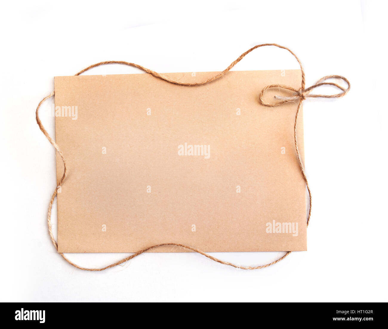 sheet of kraft paper and rope to the frame and place for text Stock ...