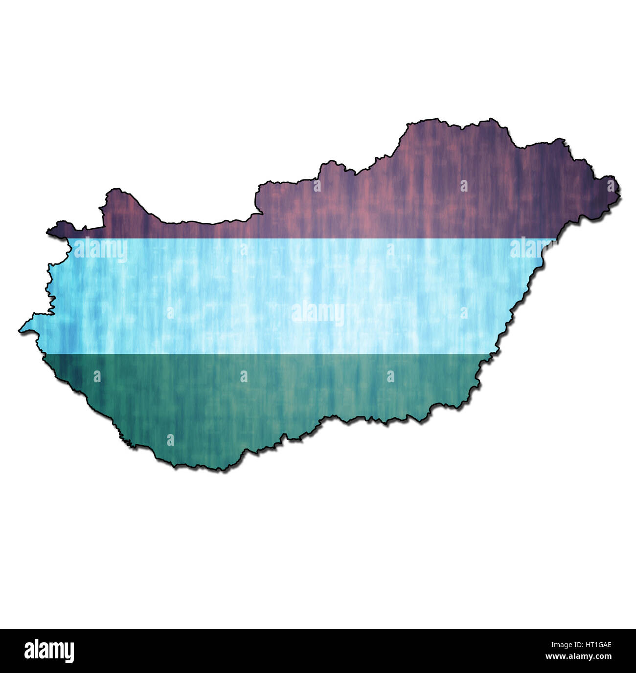 map with flag of hungary with national borders Stock Photo - Alamy