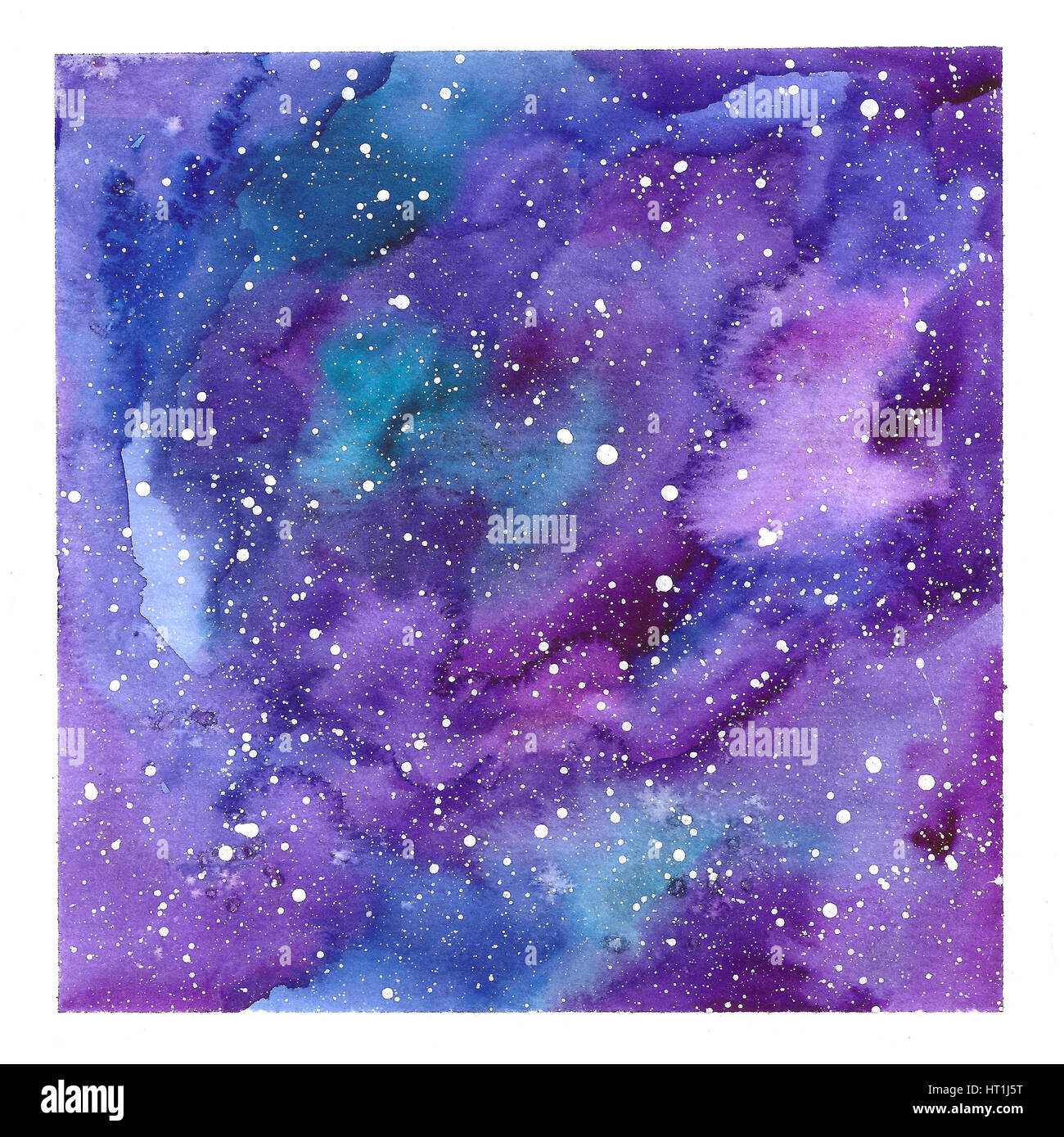 Space Abstract Hand Painted Watercolor Background Square Texture