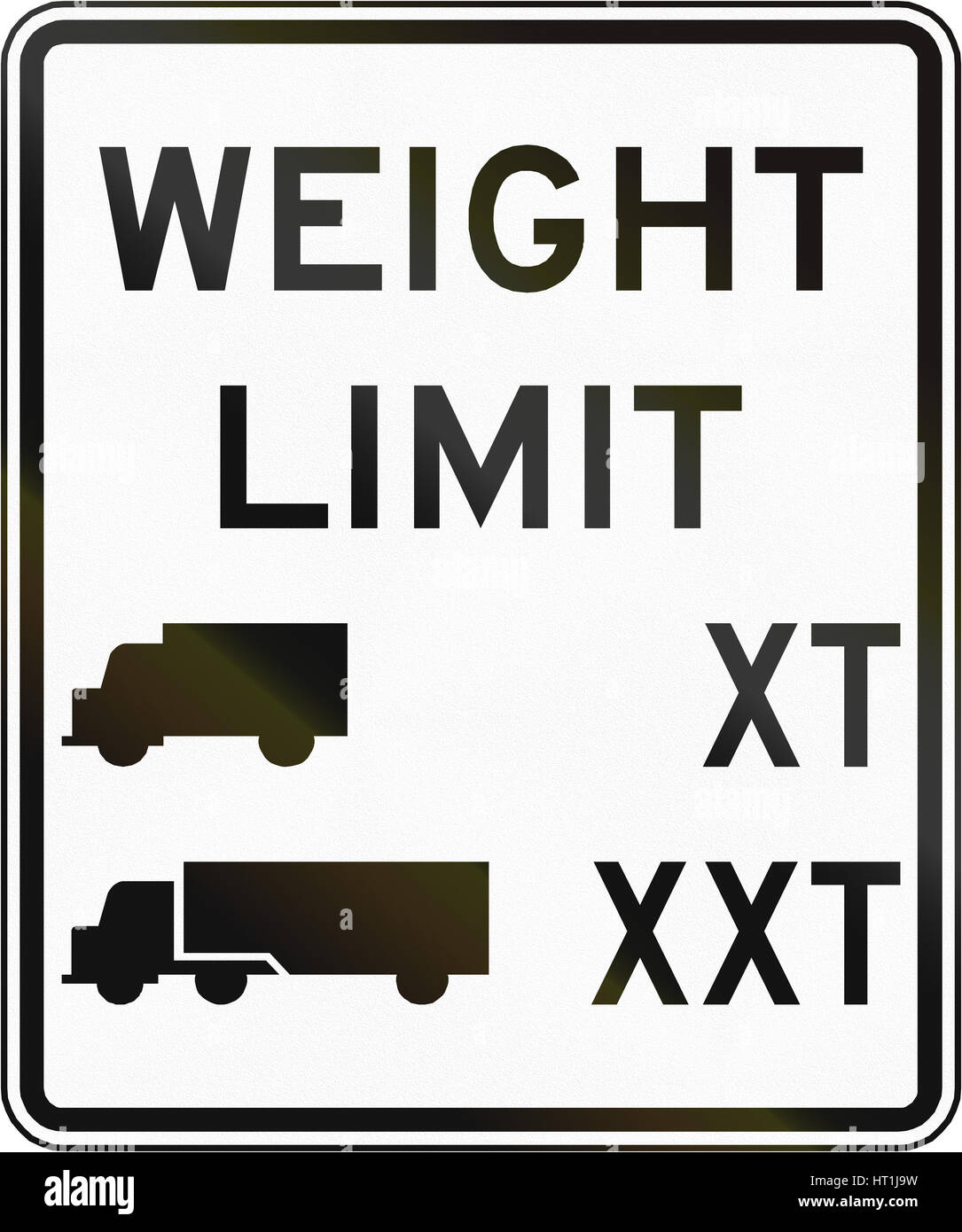Road sign used in the US state of Virginia Truck weight limit Stock