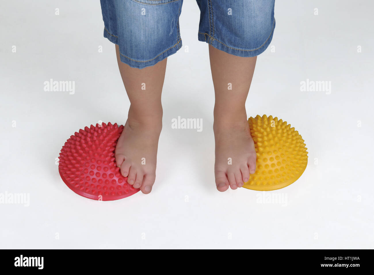 Corrective exercises for children with flat feet on white background ...