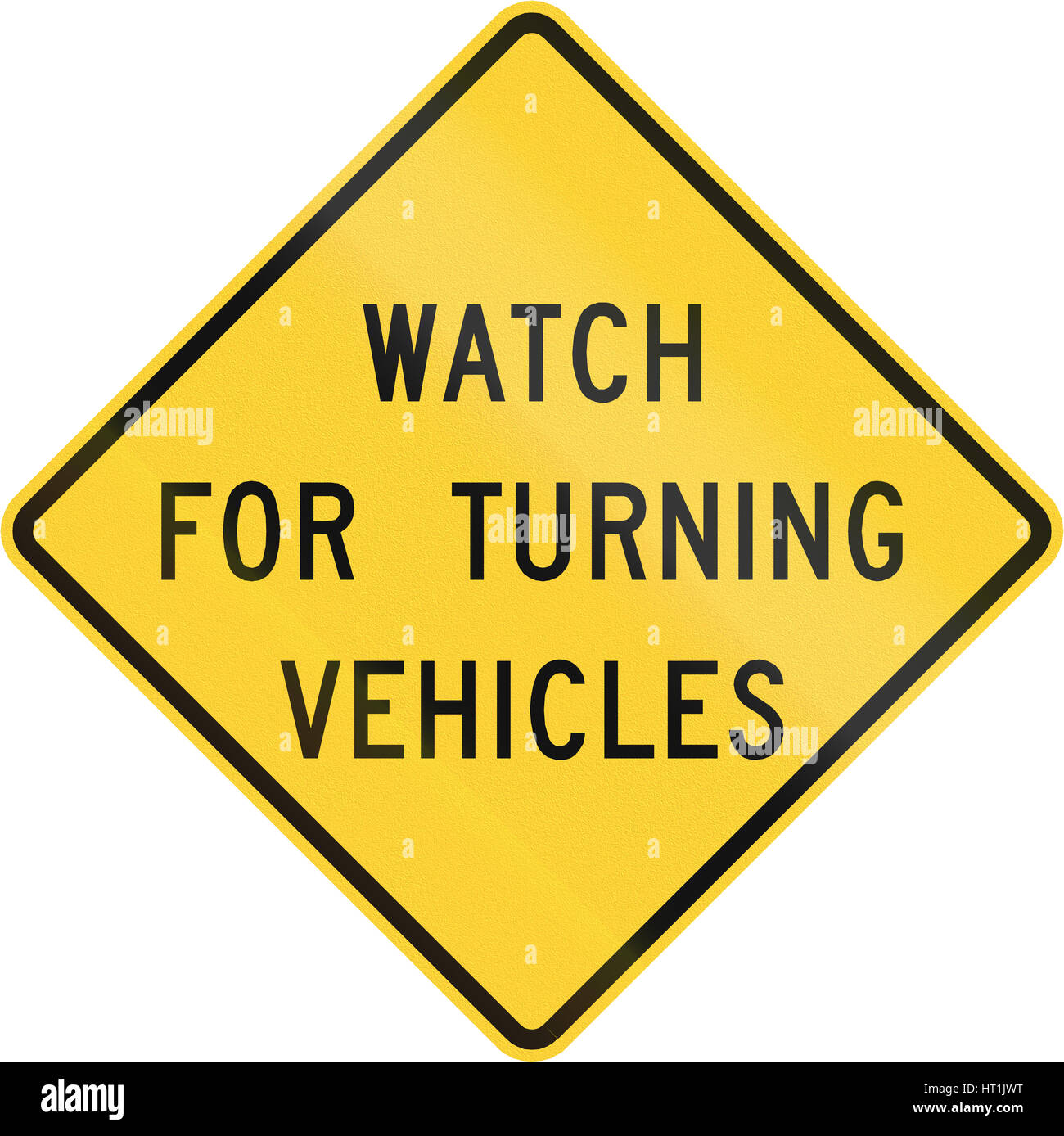 Road sign used in the US state of Virginia - Watch for turning vehicles. Stock Photo