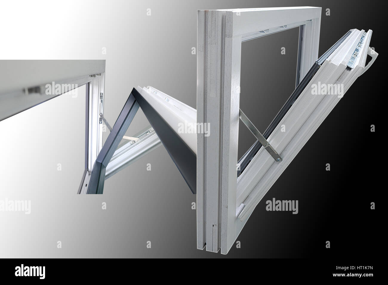 Profile on wooden window opening mechanism Stock Photo Alamy