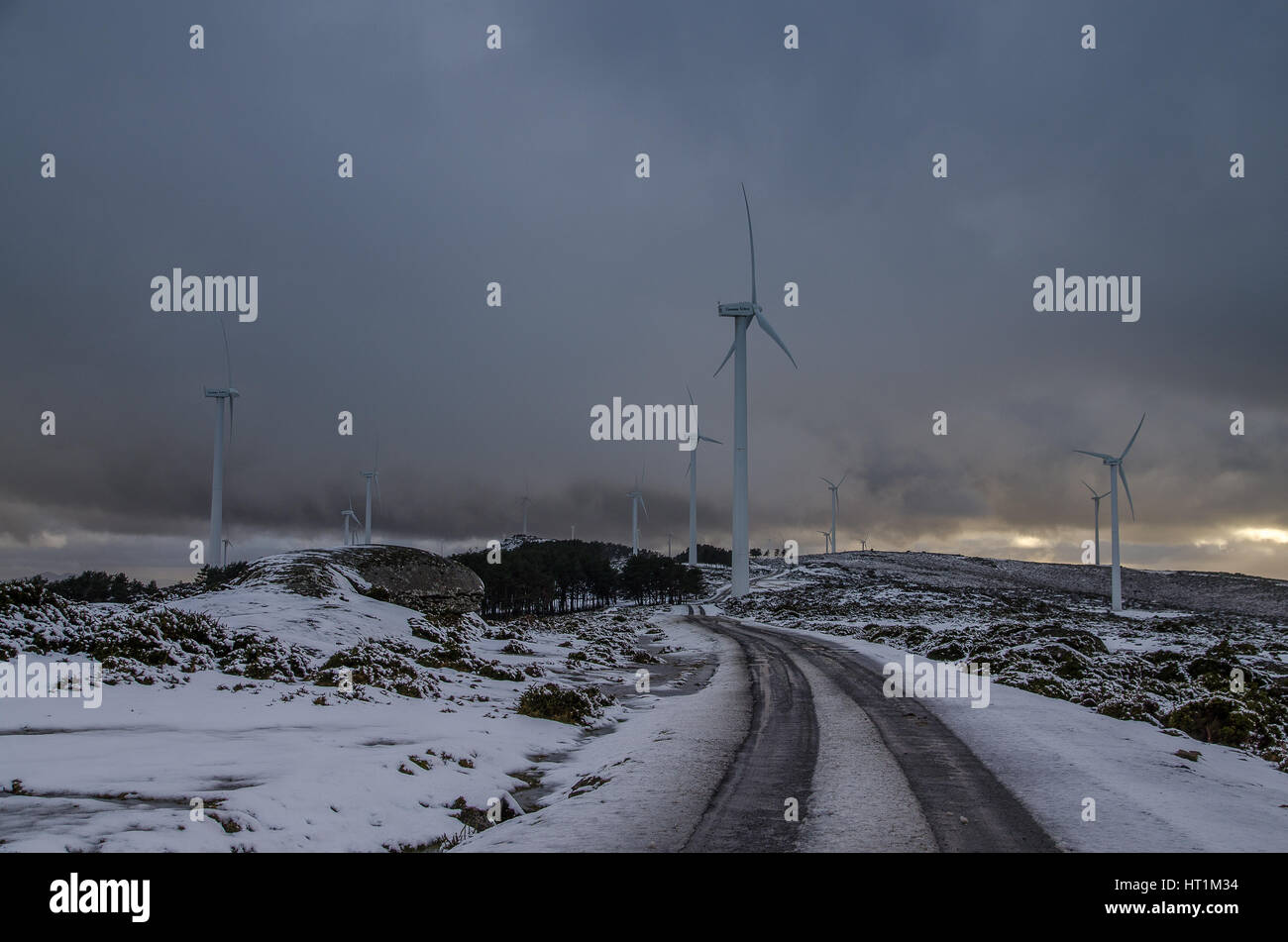 Wind farm in A Serra do Cando, Galicia, North Spain. Stock Photo