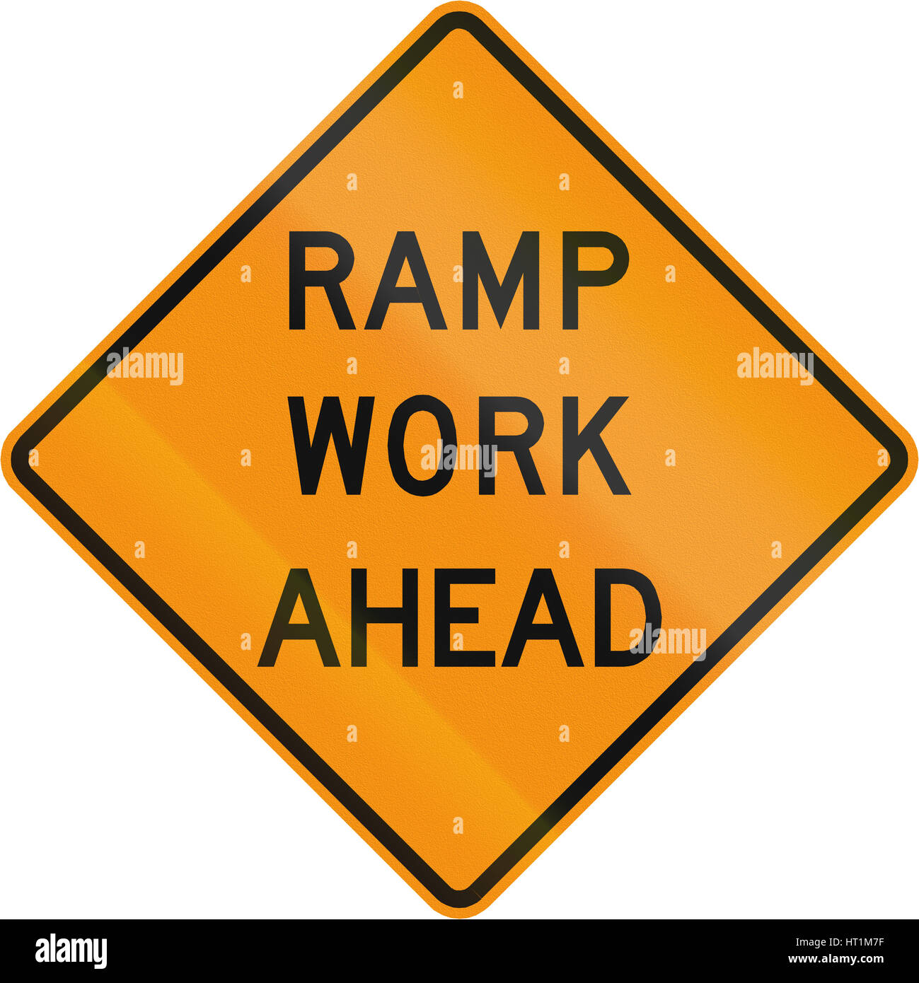 Road sign used in the US state of Virginia Ramp work ahead Stock