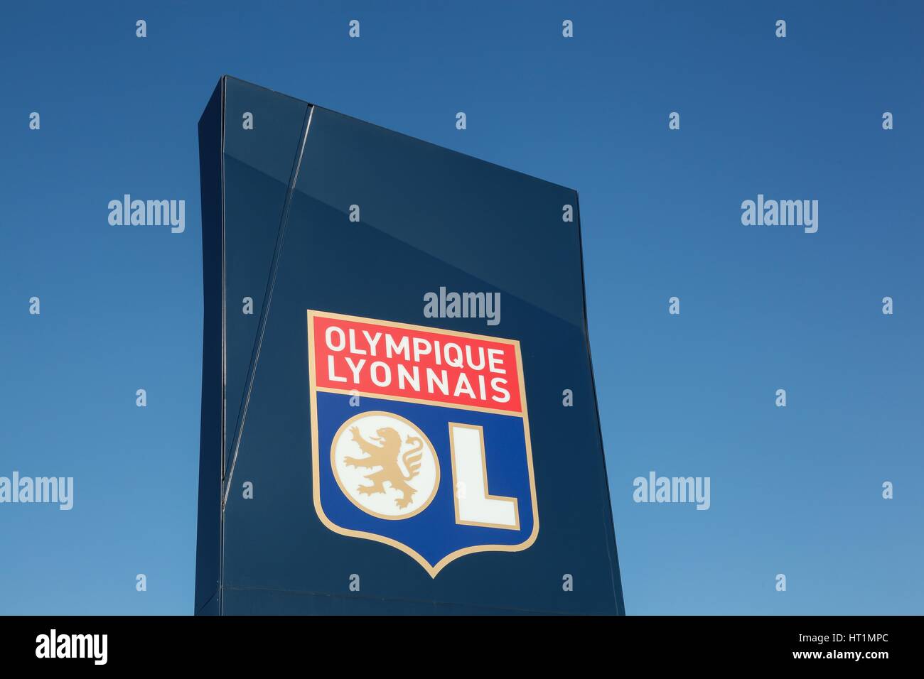 Decines, France - February 19, 2017:Olympique Lyon commonly referred to as simply OL is a French football club based in Lyon Stock Photo