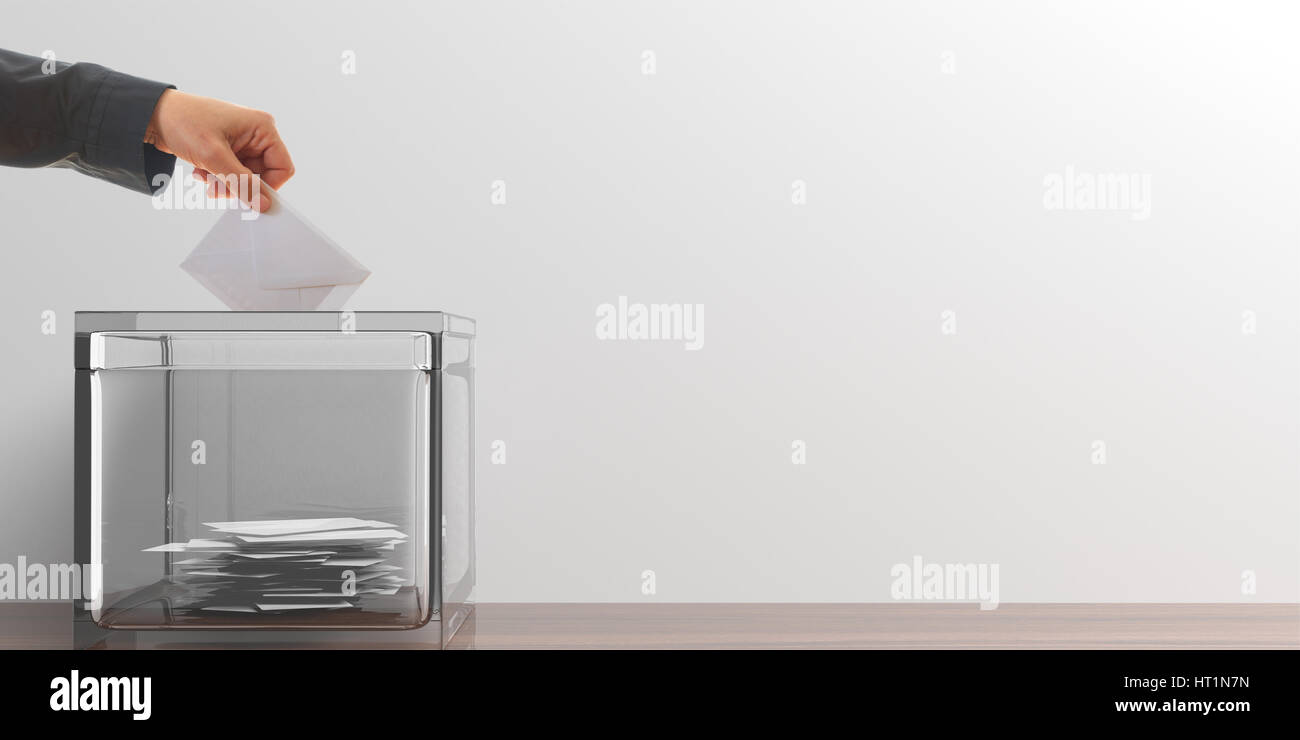 Ballot box on white background. 3d illustration Stock Photo - Alamy