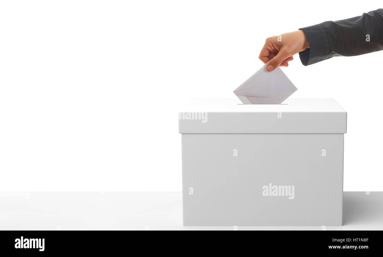 Ballot box on white background. 3d illustration Stock Photo - Alamy