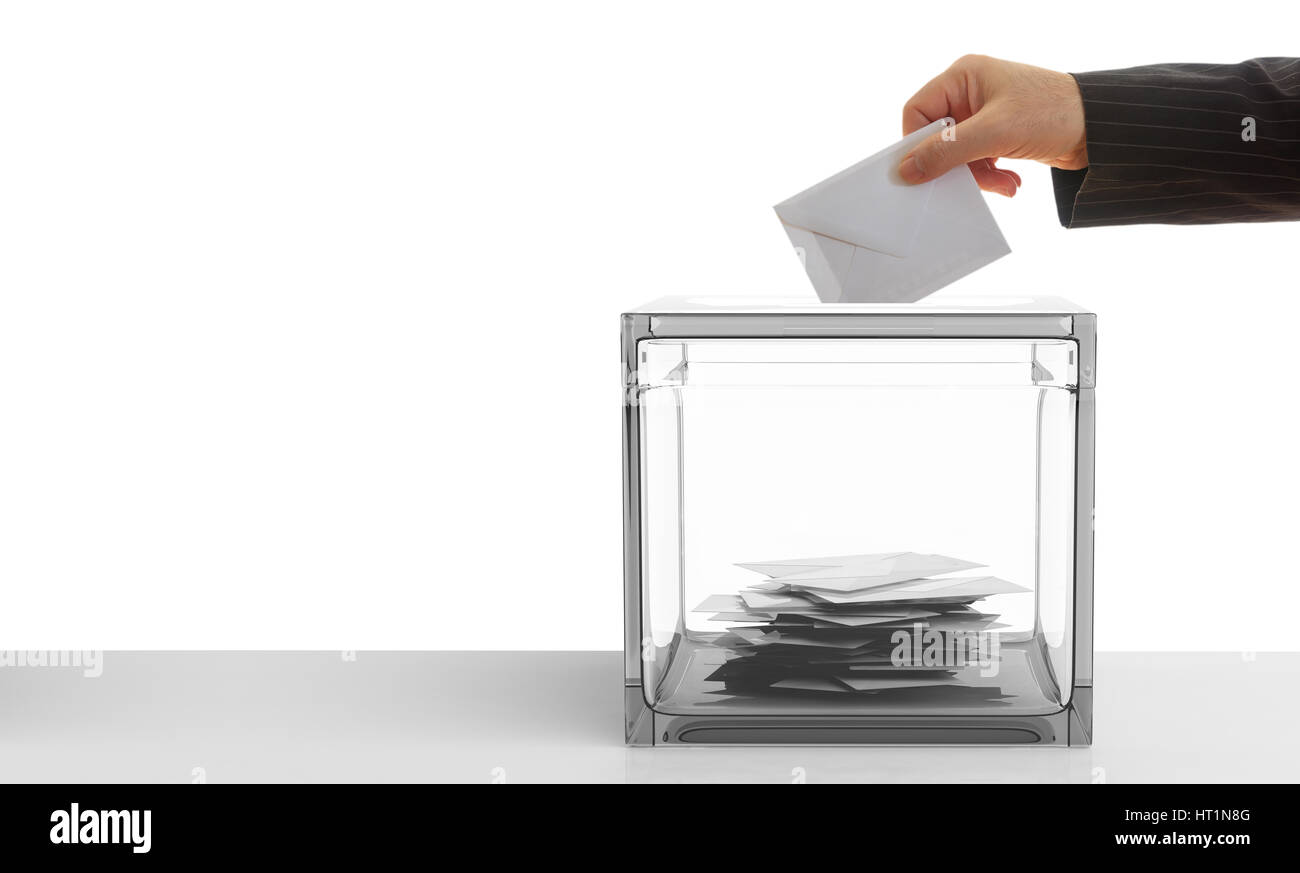 Ballot box on white background. 3d illustration Stock Photo - Alamy