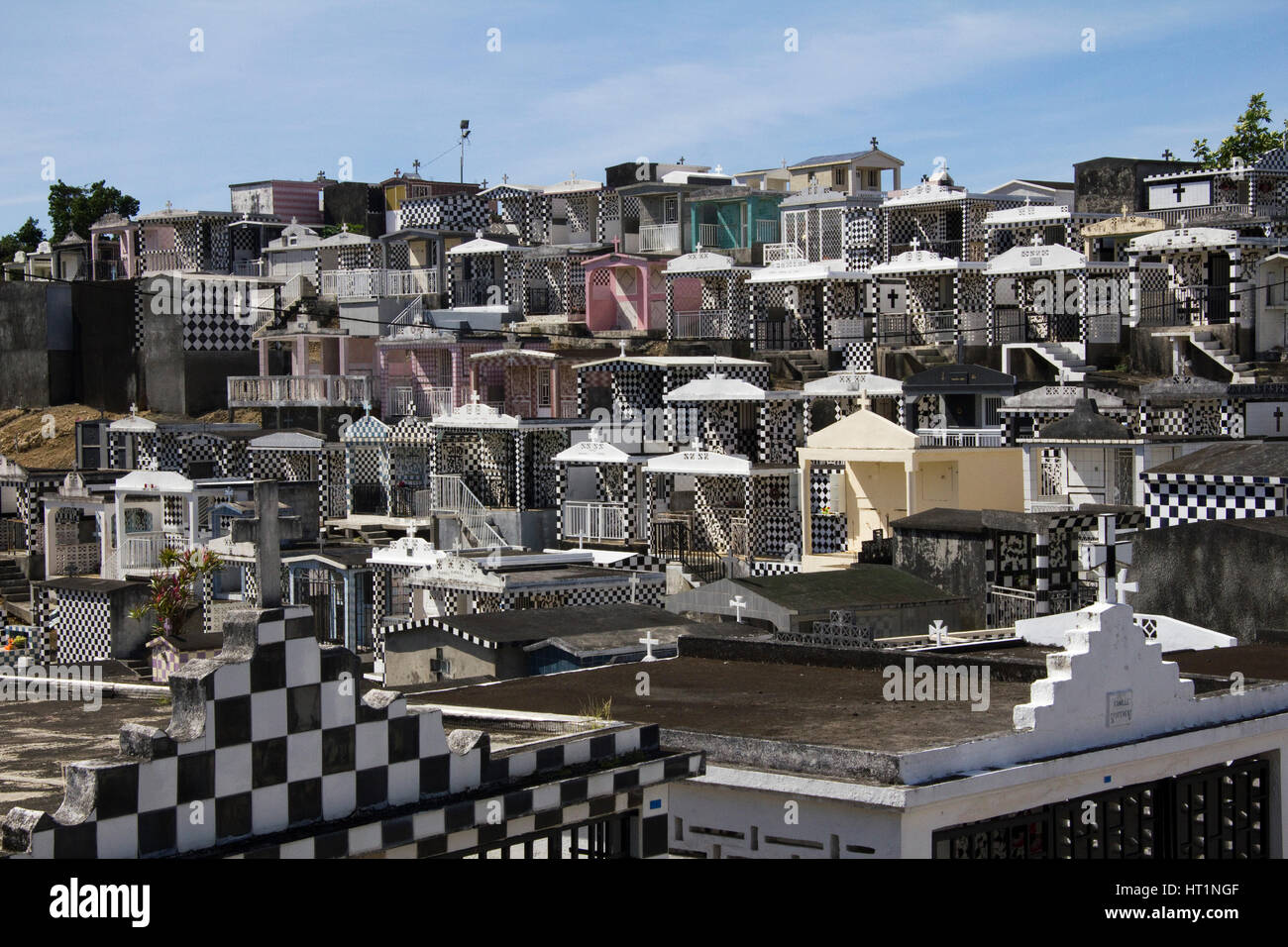 Cemetery of the town of Morne a l'Eau, Grande-Terre, Guadeloupe island, French Antilles, Caribbean Stock Photo