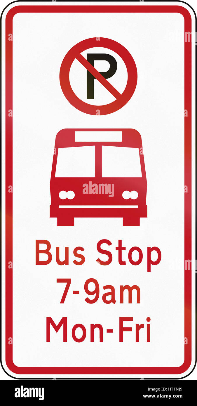 New Zealand road sign Bus stop Stock Photo Alamy
