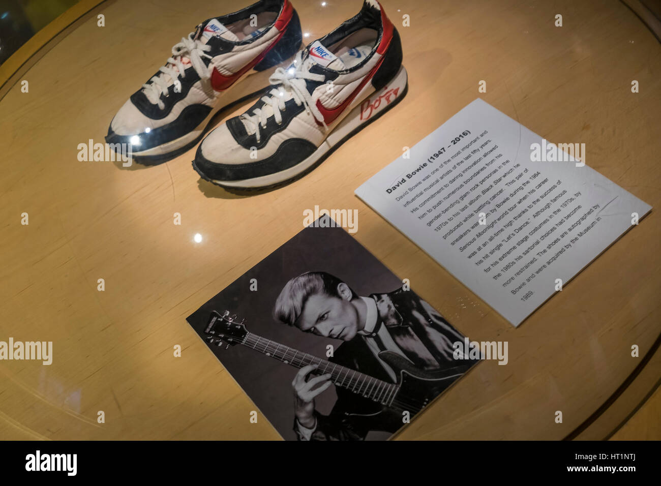 Nike running shoes worn by David Bowie found at the Bata Shoe Museum in Toronto Canada. Stock Photo