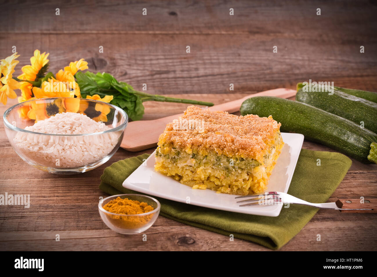 Rice timbale with zucchini Stock Photo Alamy