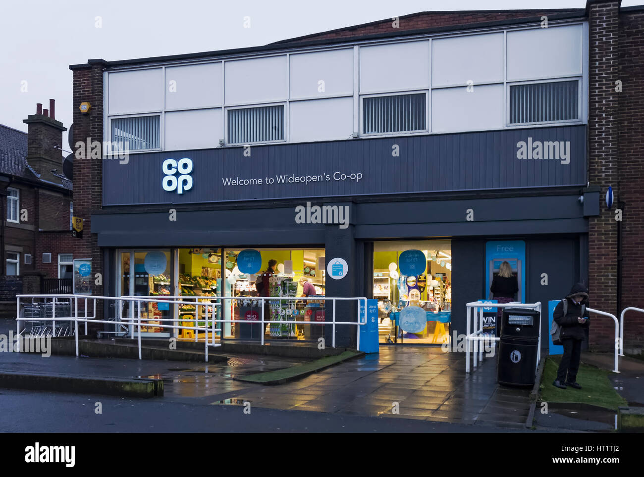 Cooperative store at Wideopen, near Newcastle upon Tyne, UK in early morning Stock Photo