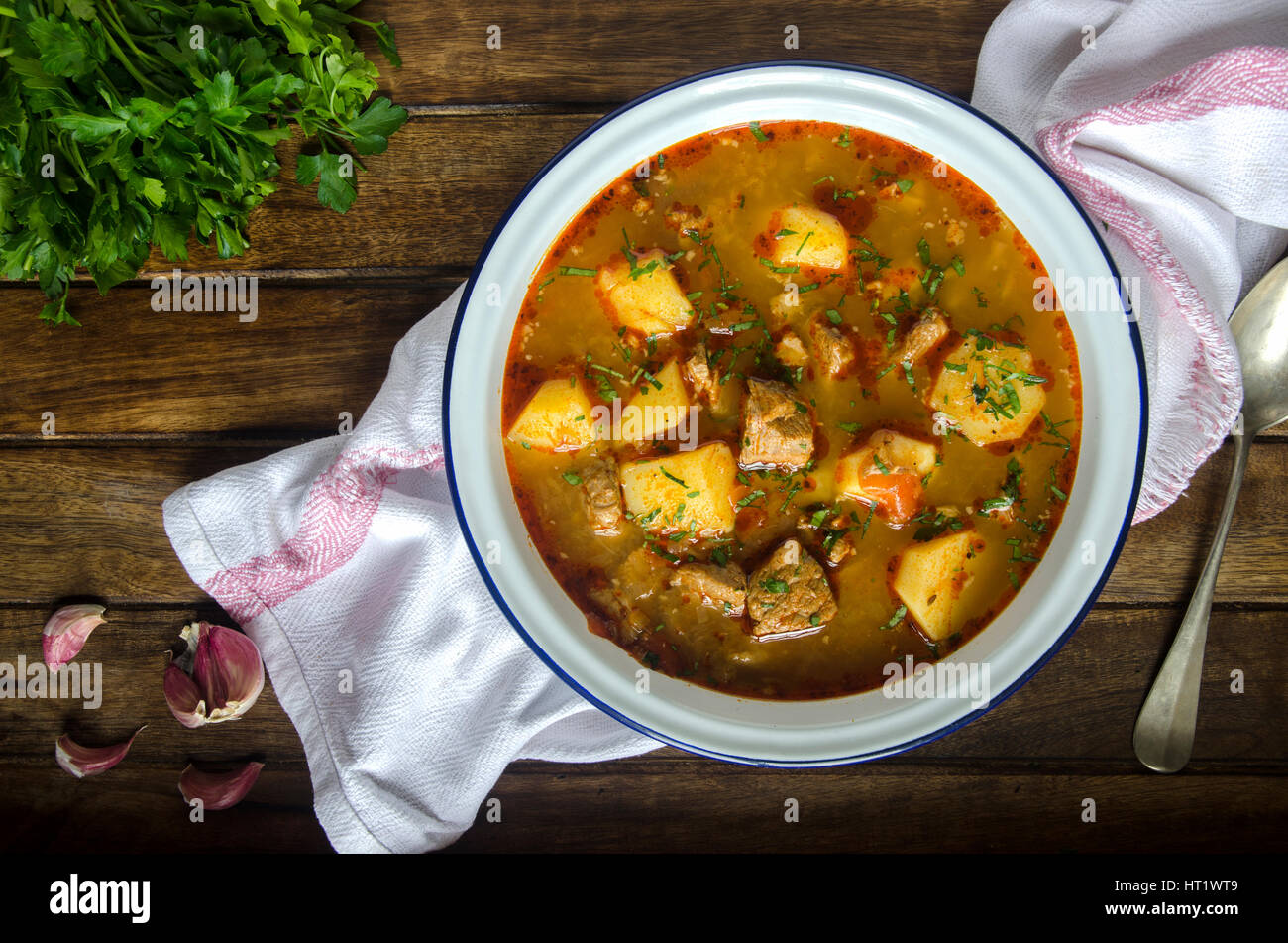 Goulash soup with pork and potatoes Stock Photo Alamy
