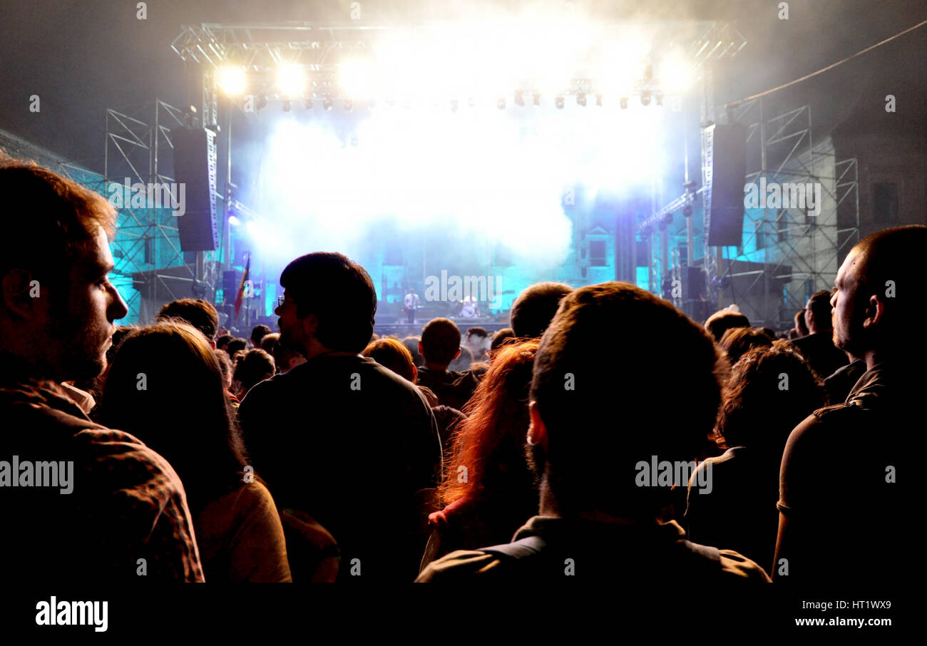 BONTIDA, ROMANIA JUNE 28, 2015 Crowd of partying people at Electric
