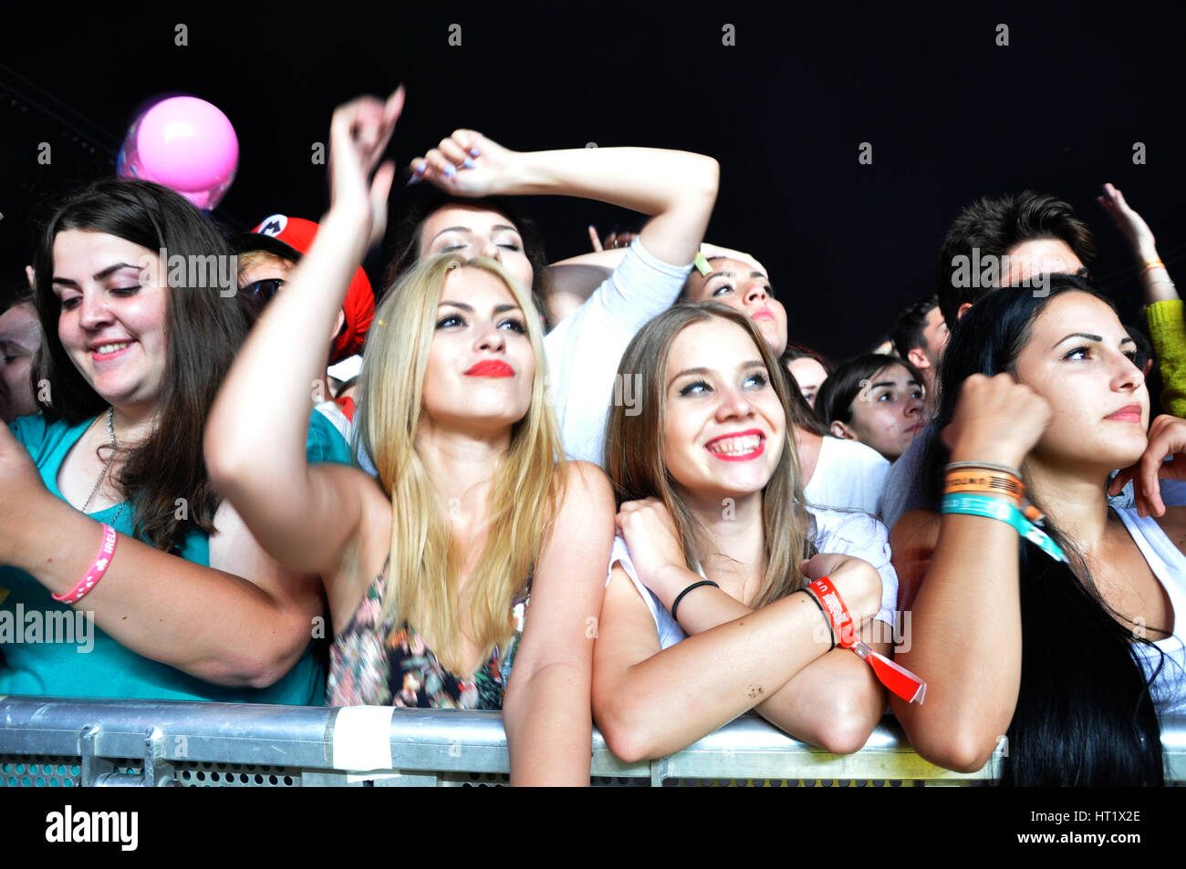 Cluj Napoca Romania July 30 2015 Crowd Of Cheerful Young People Having Fun During A Live Concert At Untold Festival In The European Youth Capita Stock Photo Alamy