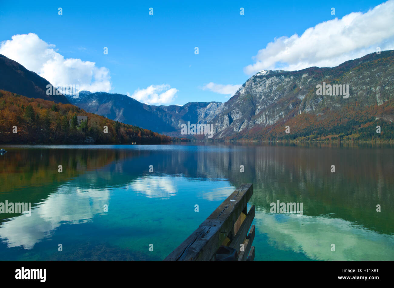 Autumn view of the Bohinj Lake (Bohinjsko jezero), Slovenia Stock Photo
