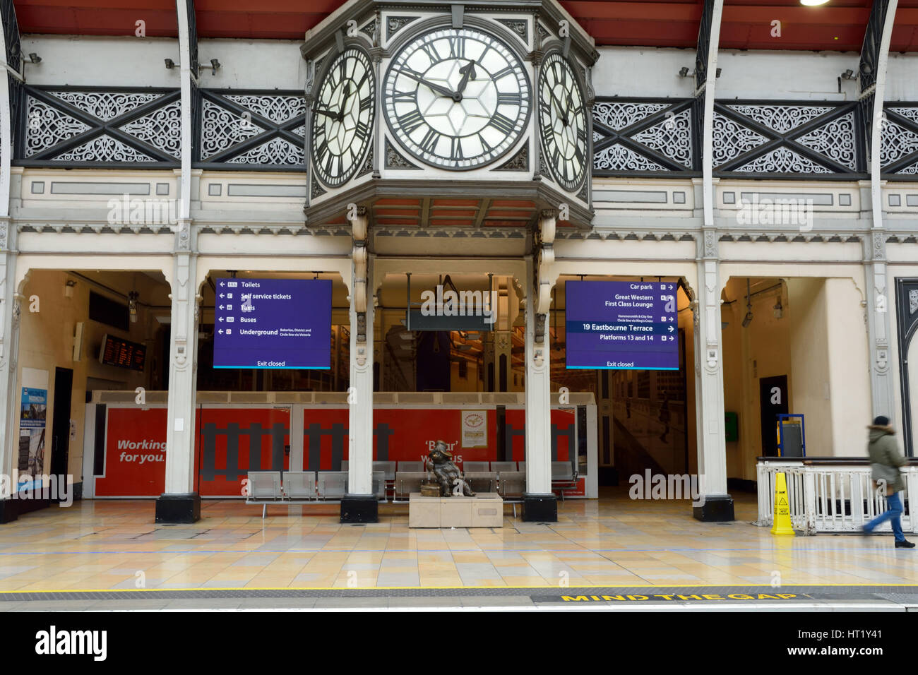 Paddington Bear sculpture on Platform 1 at Paddington Railway Station