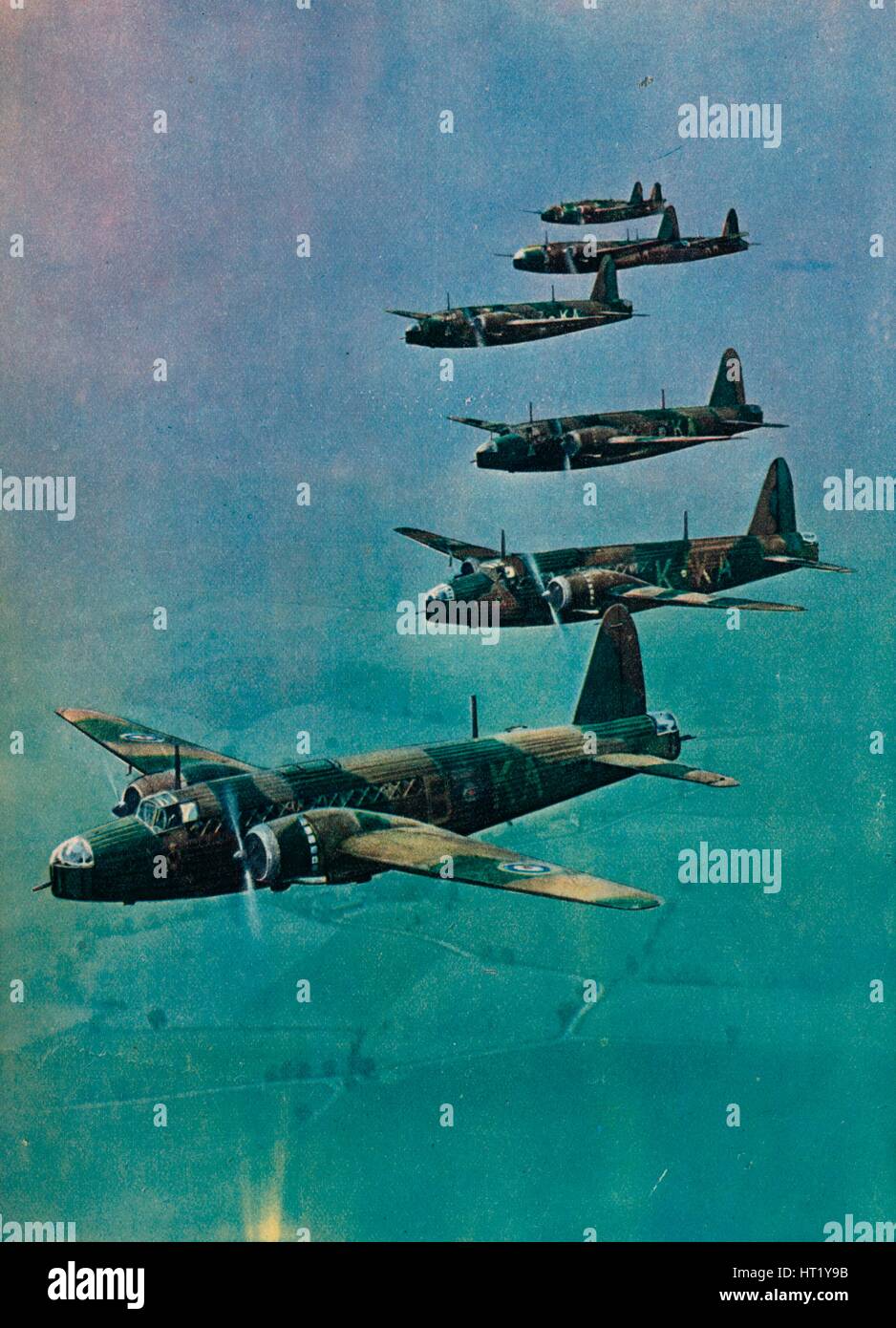 Wellington Bombers in Formation, 1940. Artist: Unknown Stock Photo