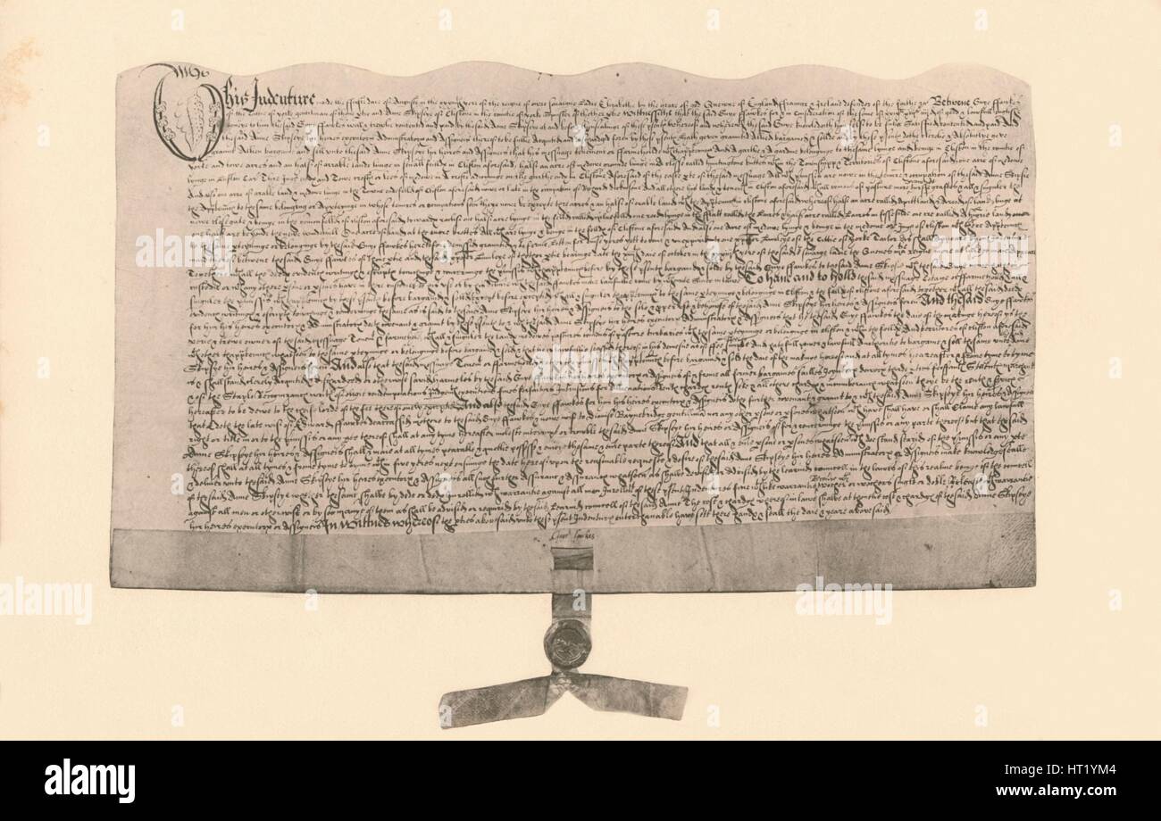 Indenture for the sale of land', signed by Guy Fawkes, (early 17th century), 1901. Artist: Unknown Stock Photo